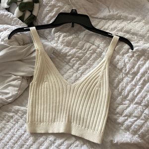 Aerie Cropped Sweater Tank Top White